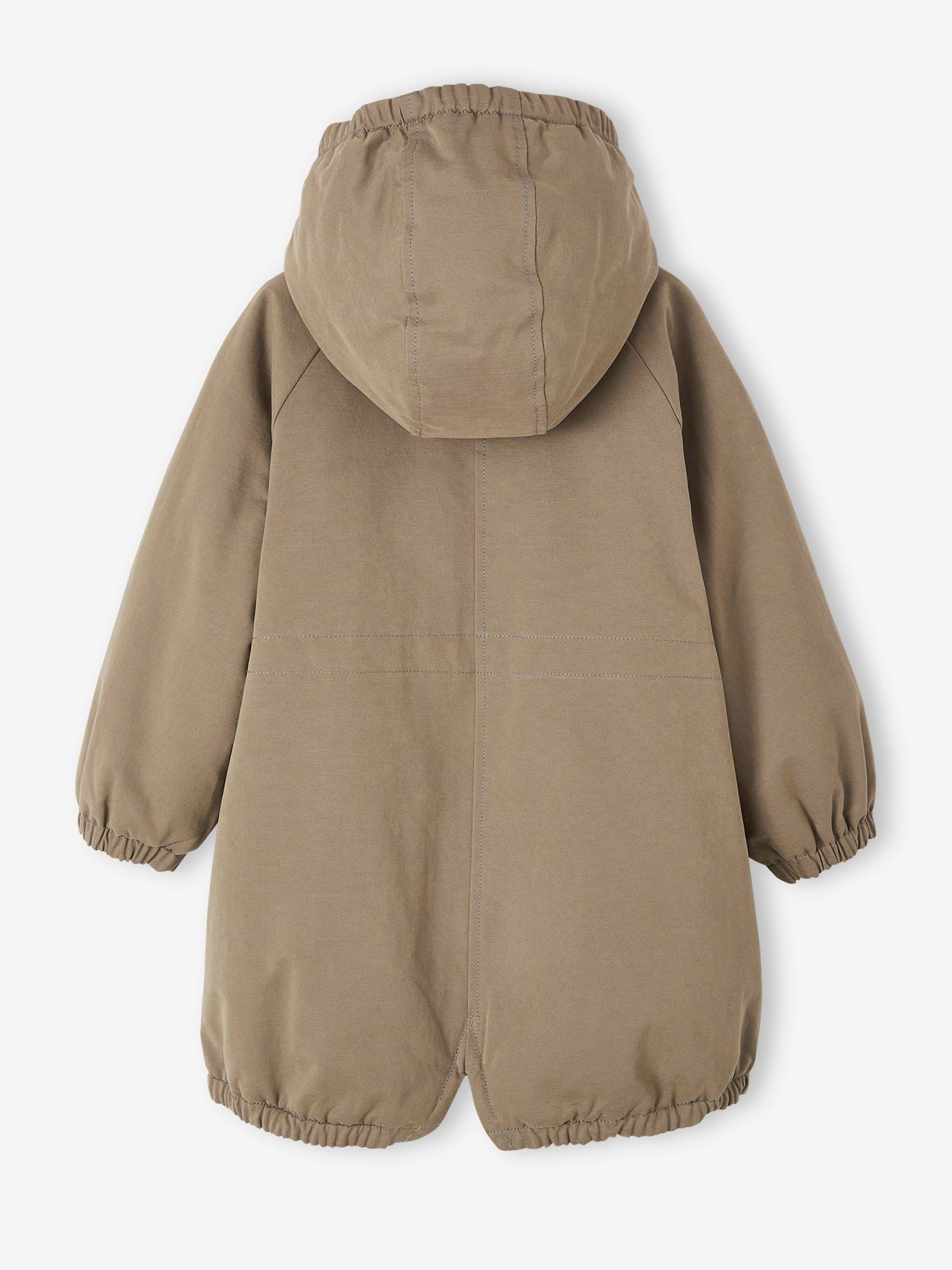 Parka à capuche fille doublée imitation fourrure kaki