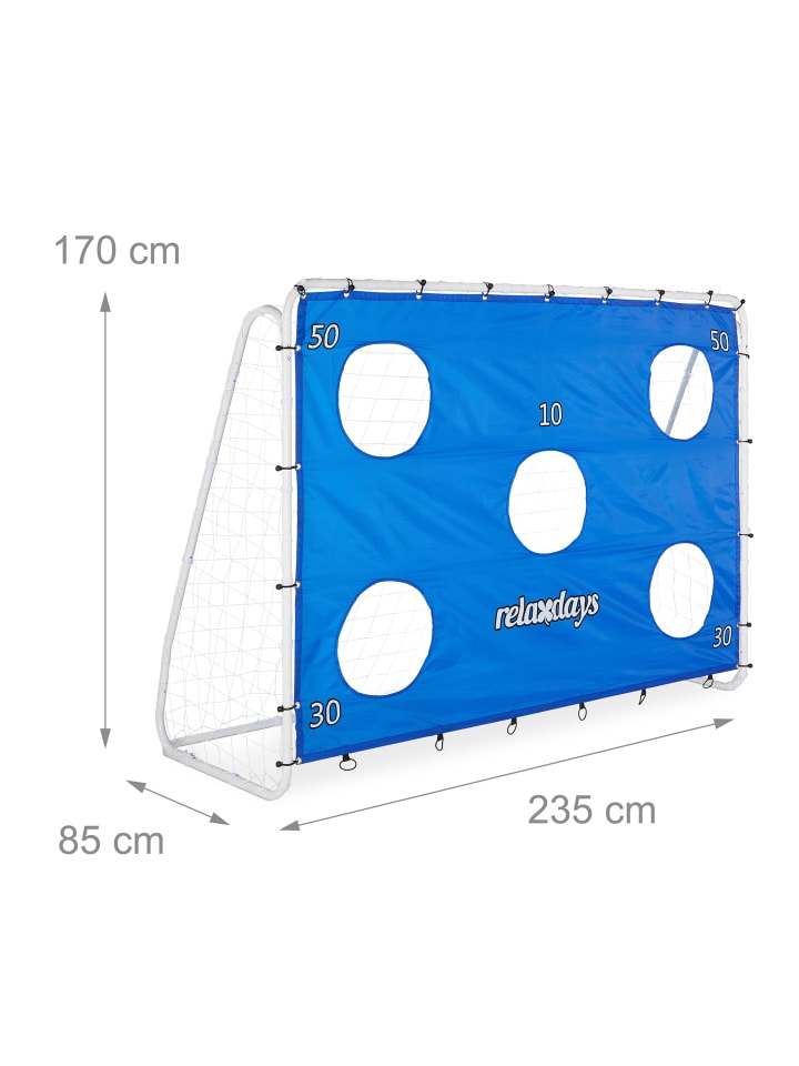 relaxdays Fußballtor in Weiß/ Blau - (B)235 x (H)170 x (T)85 cm günstig kaufen onesize