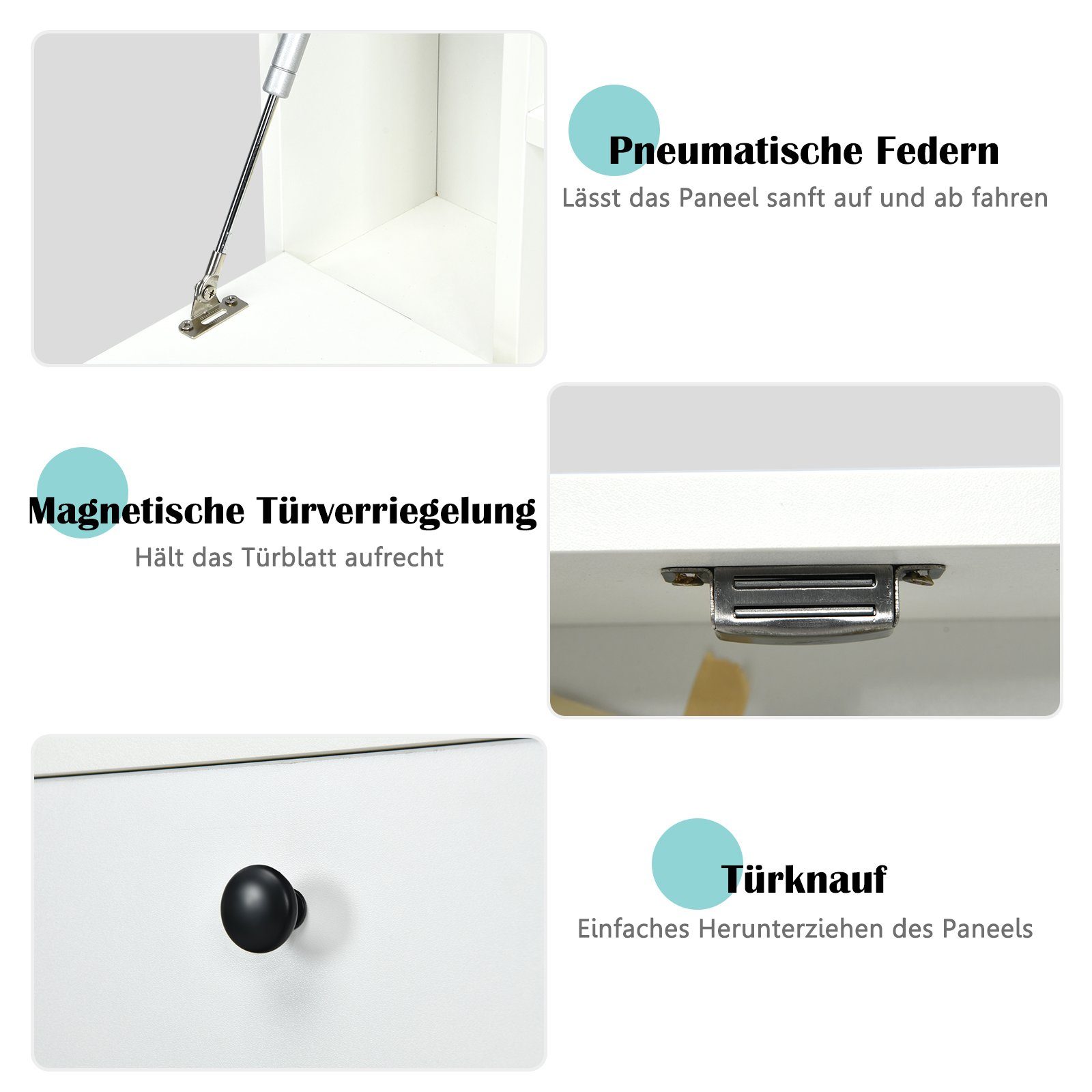 COSTWAY Klapptisch, Wandklapptisch mit Ablagefächern & Schublade