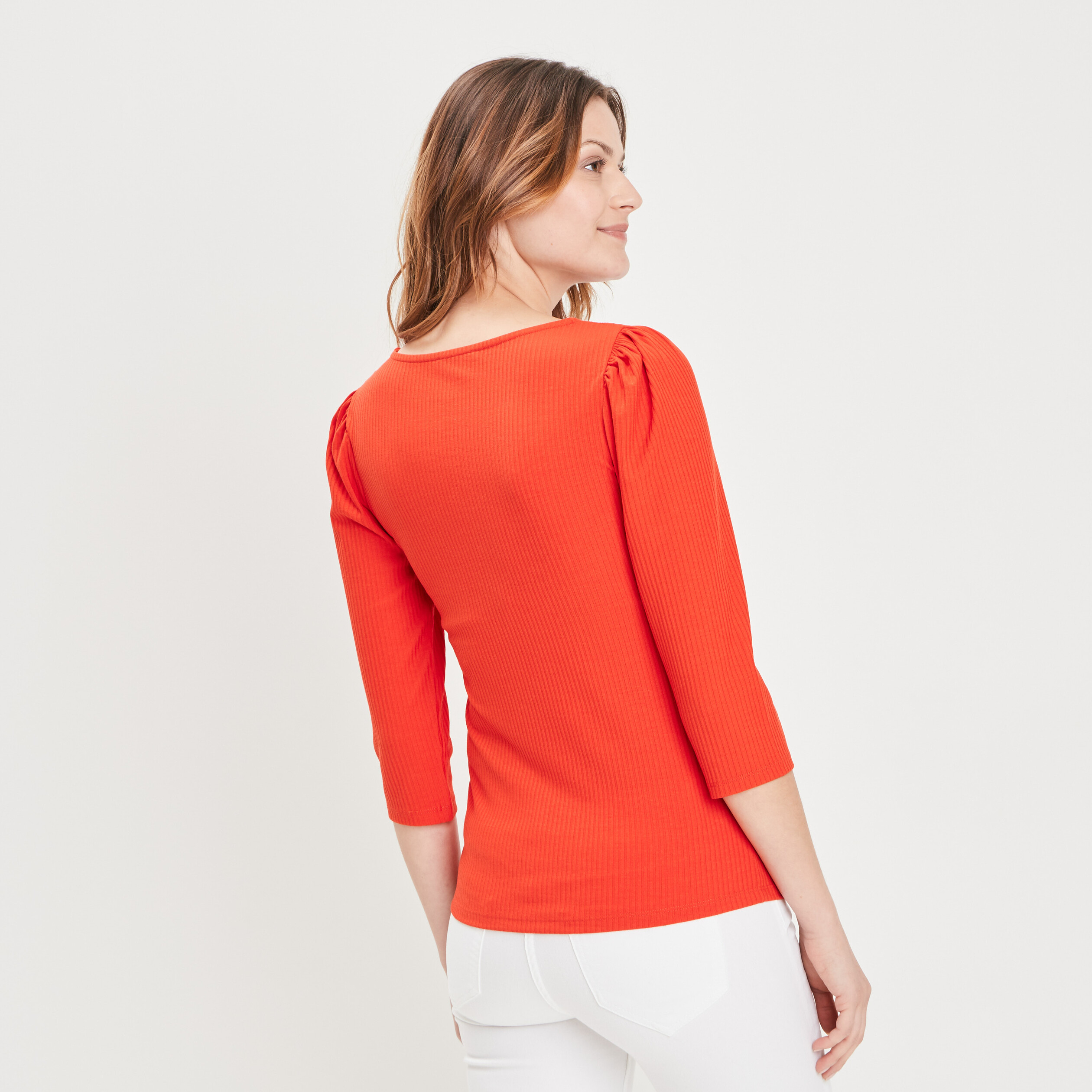 T-shirt manches 3 4 rouge femme | La Halle