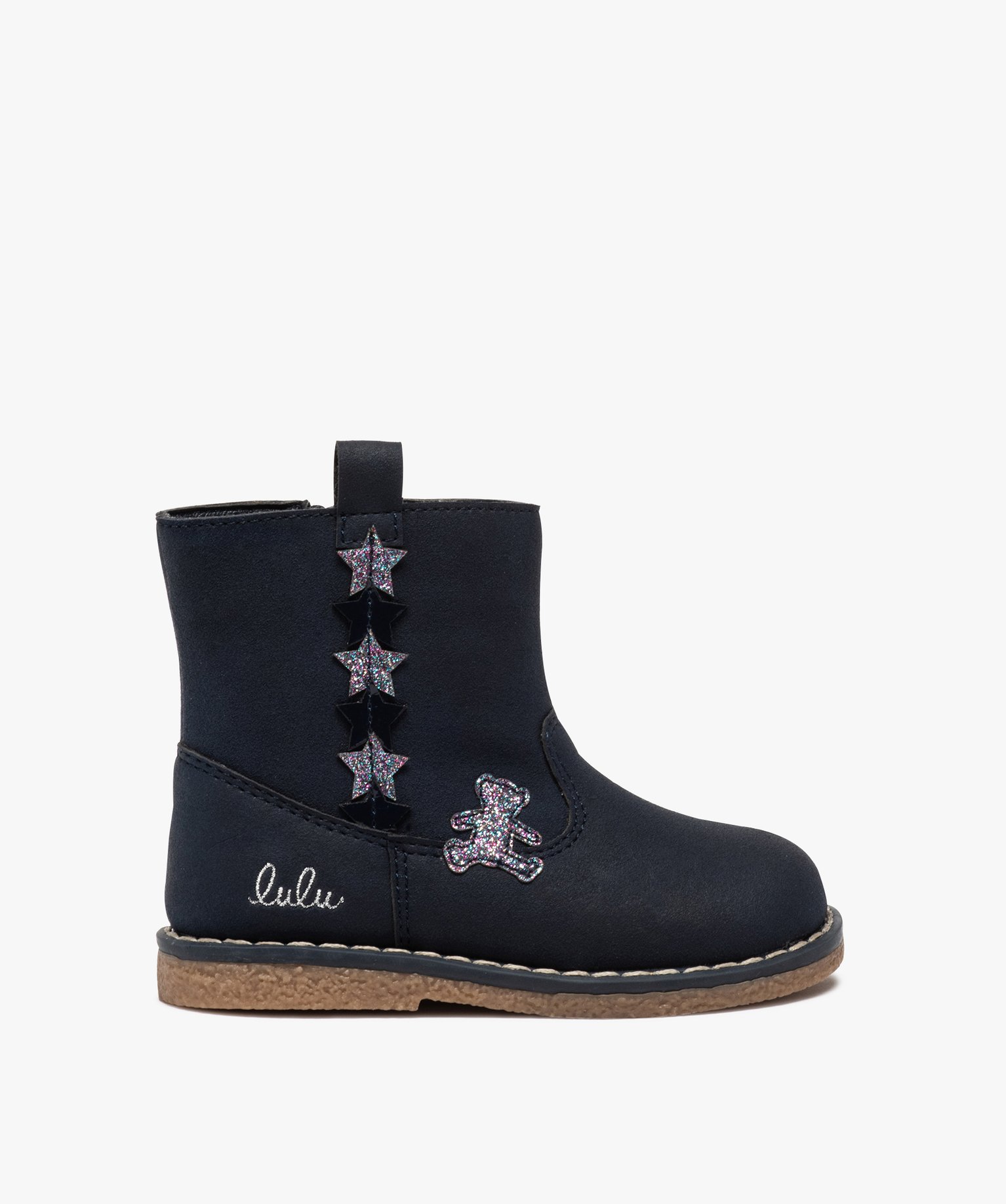 Boots bébé fille zippés à détails pailletés – Lulu C... marine | GEMO