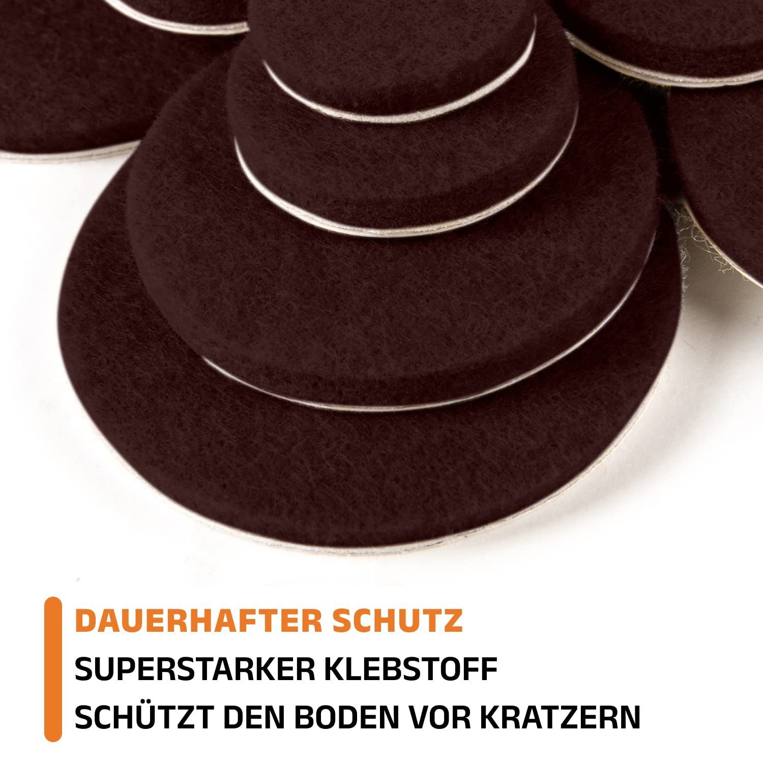 Hynec Technologies Filzgleiter Selbstklebende Filzgleiter, 106 Teile, 7 Grössen, Brau 21 X 21 Cm