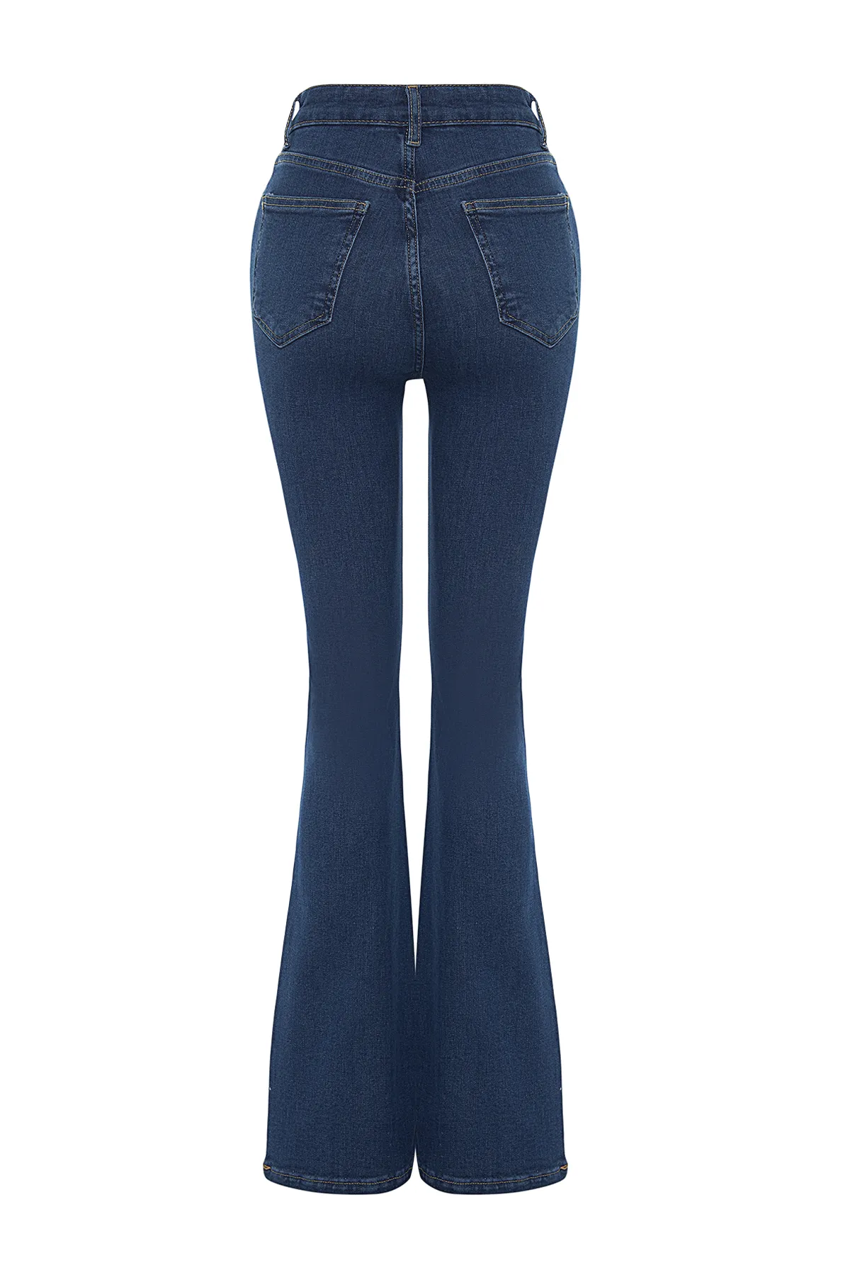 Trendyol Collection  Dunkelblaue Schlagjeans mit hoher Taille TWOSS24JE00043