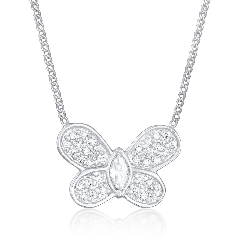 Elli Elli Collier Femmes pendentif papillon étincelant tendance avec zirconia en argen Bijoux