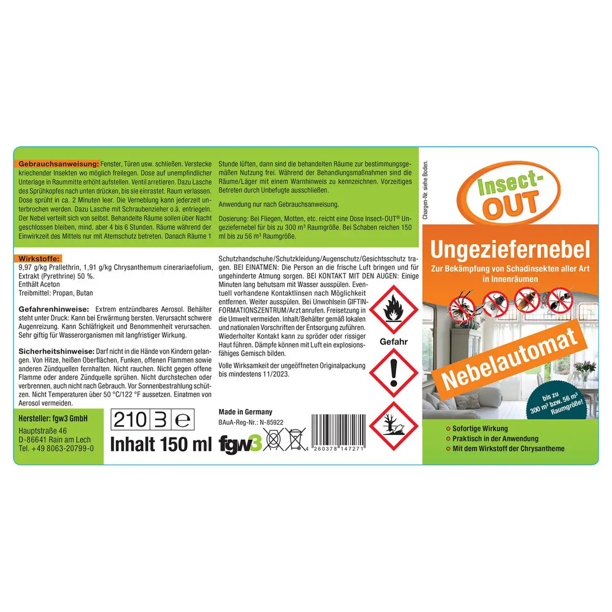 Insect-OUT Ungeziefernebel, 150 ml