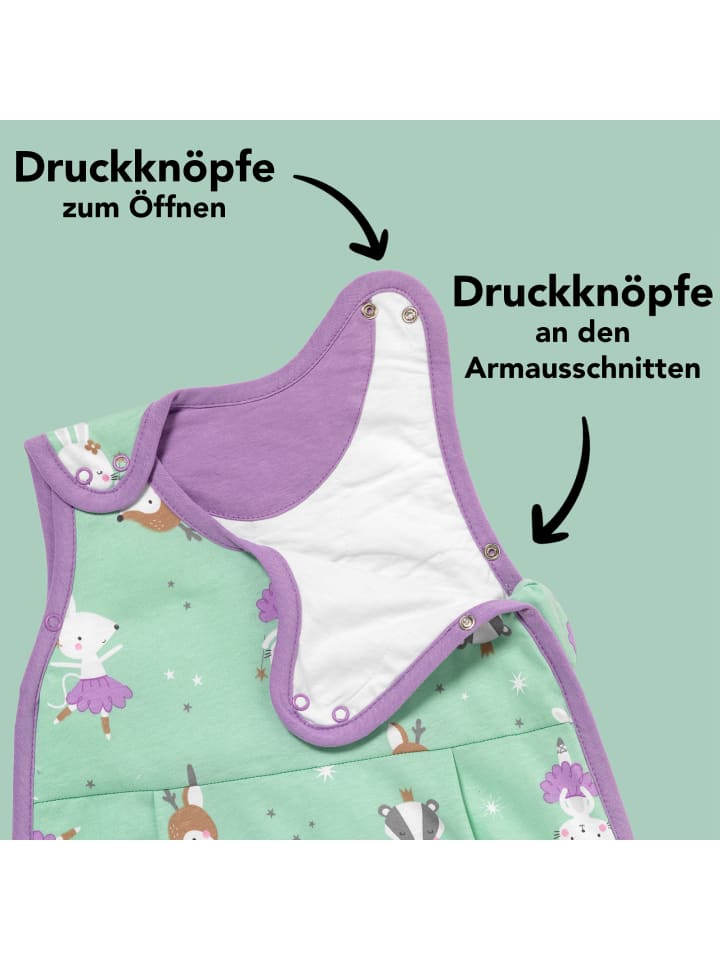 Schlummersack Babyschlafsack, 1.0 TOG in Mint-Lila günstig kaufen