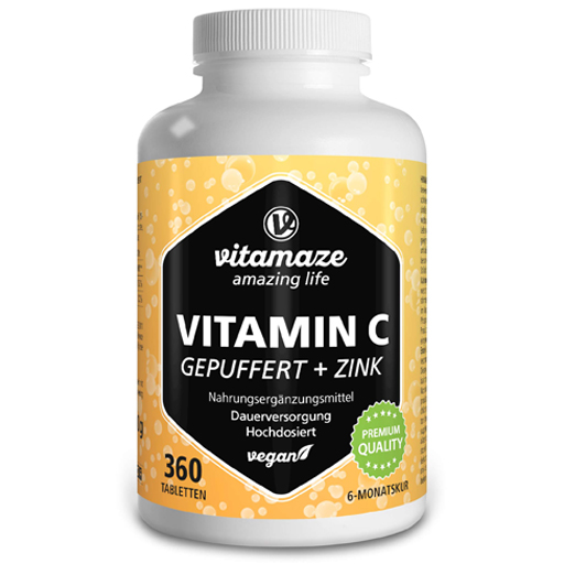 VITAMIN C GEPUFFERT 1000 mg hochdosiert Zink Tabl.  360 St  Tabletten