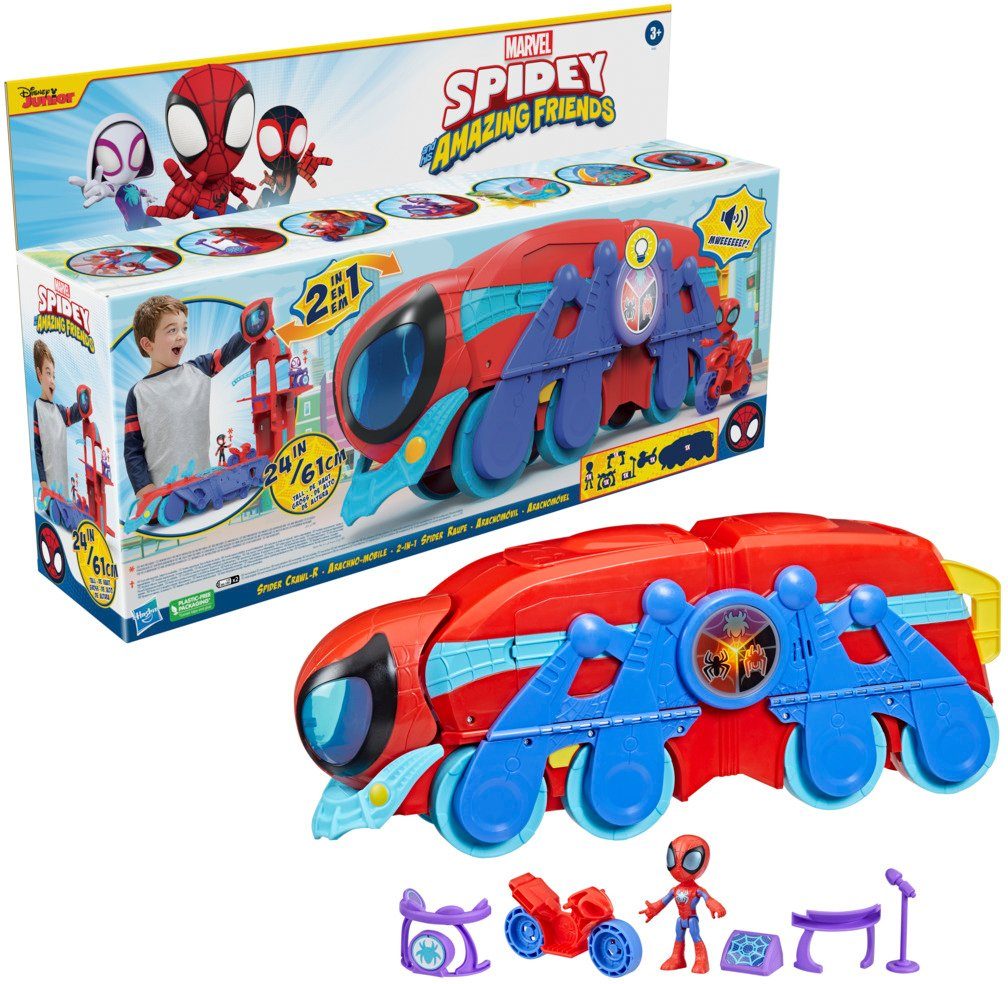 Hasbro Spielwelt Marvel Spidey and His Amazing Friends 2-in-1 Spider Raupe, mit Licht und Sound