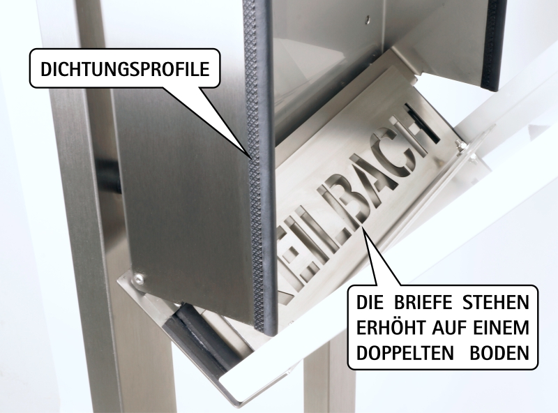 Keilbach Designprodukte Keilbach Briefkasten, Edelstahl, Holzfront Eiche grau lasiert