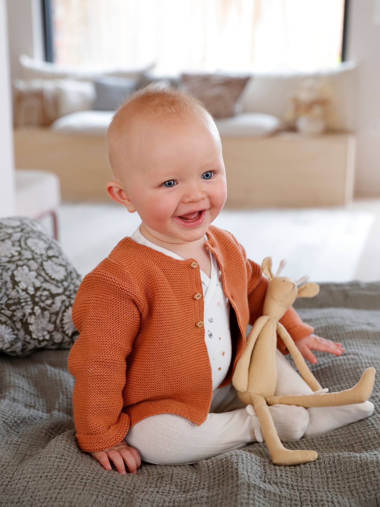 Vertbaudet Baby Feinstrickjacke BASIC Oeko-Tex - hellbraun