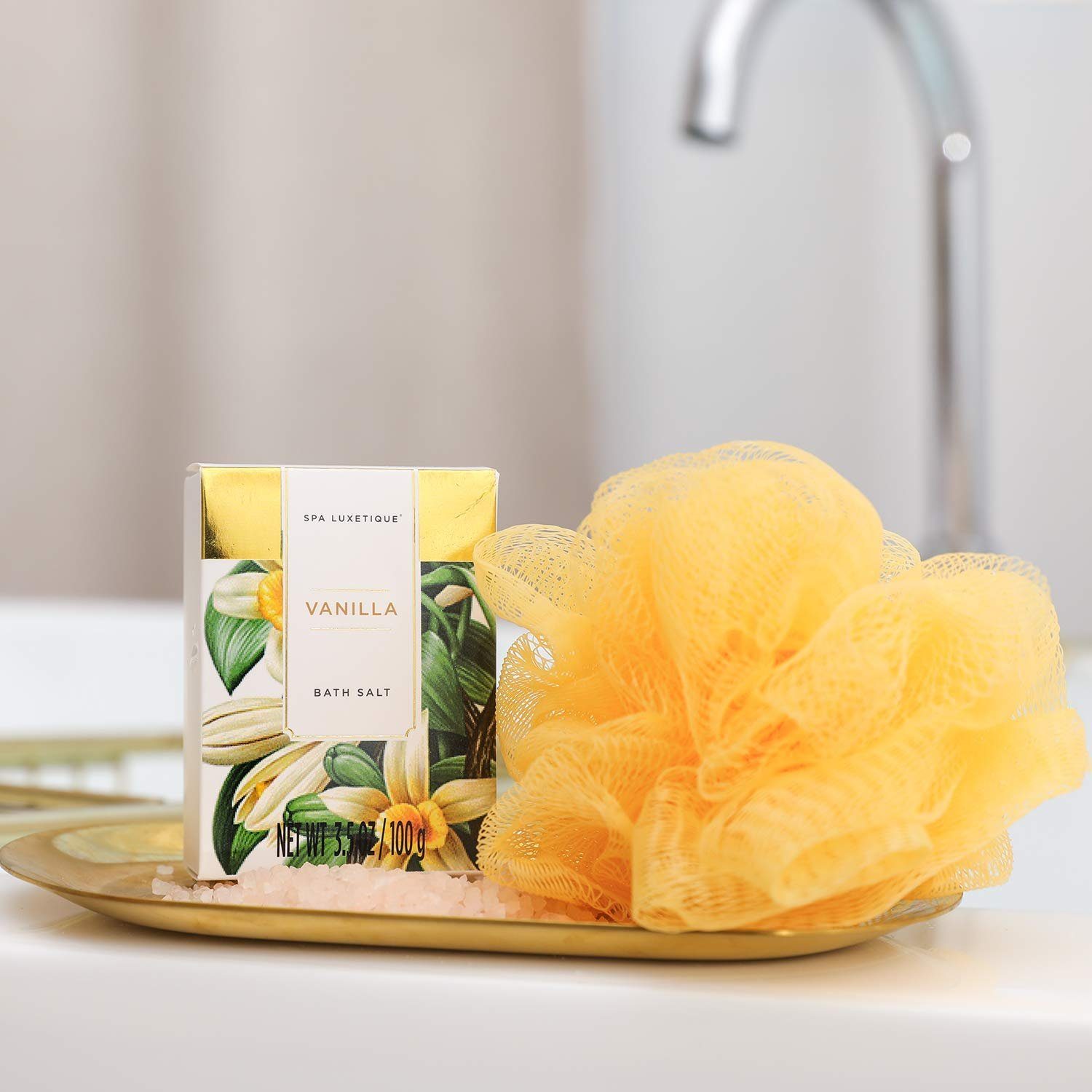 Spa luxetique Pflege-Geschenkset Bade Set mit Deko Badewanne, 8-tlg., Wellness, Beauty Set für Frauen 8 tlg. Geburtstagsgeschenk Vanilleduft
