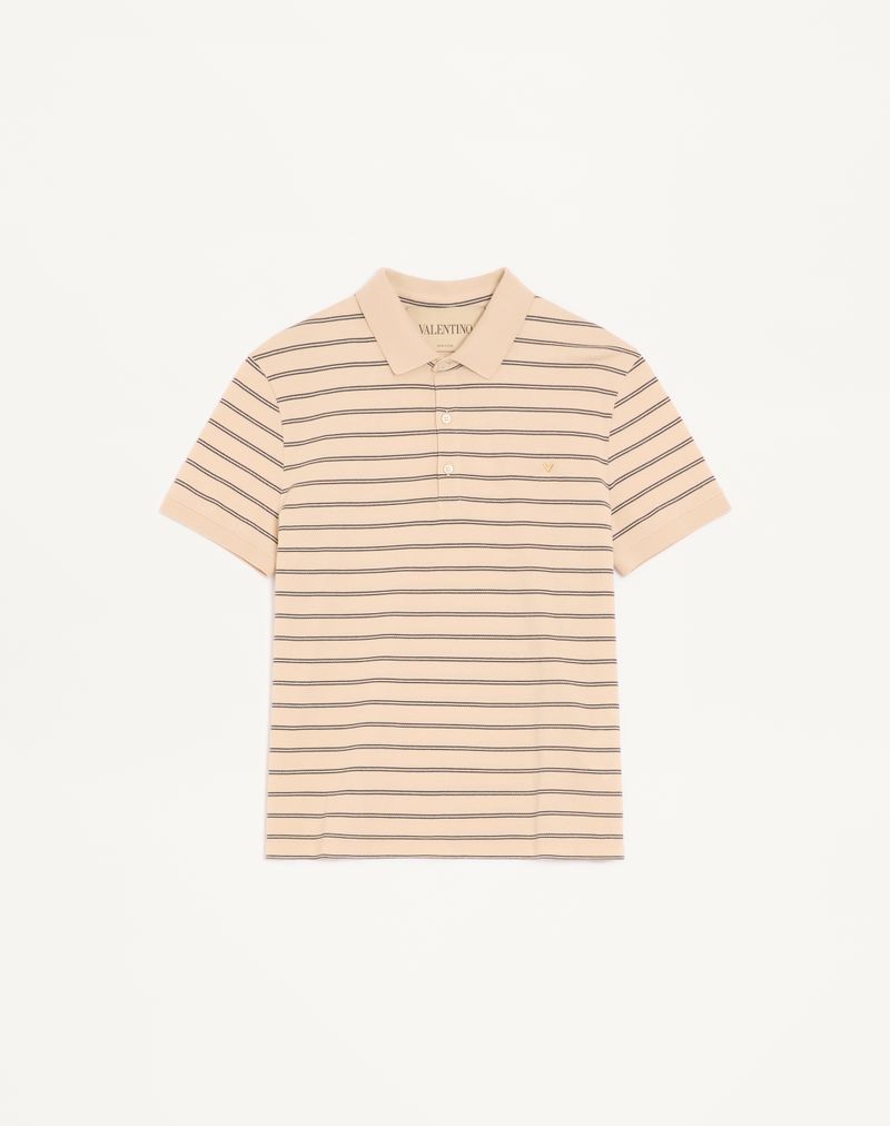 Camisa polo Valentino em algodão piqué com listras douradas