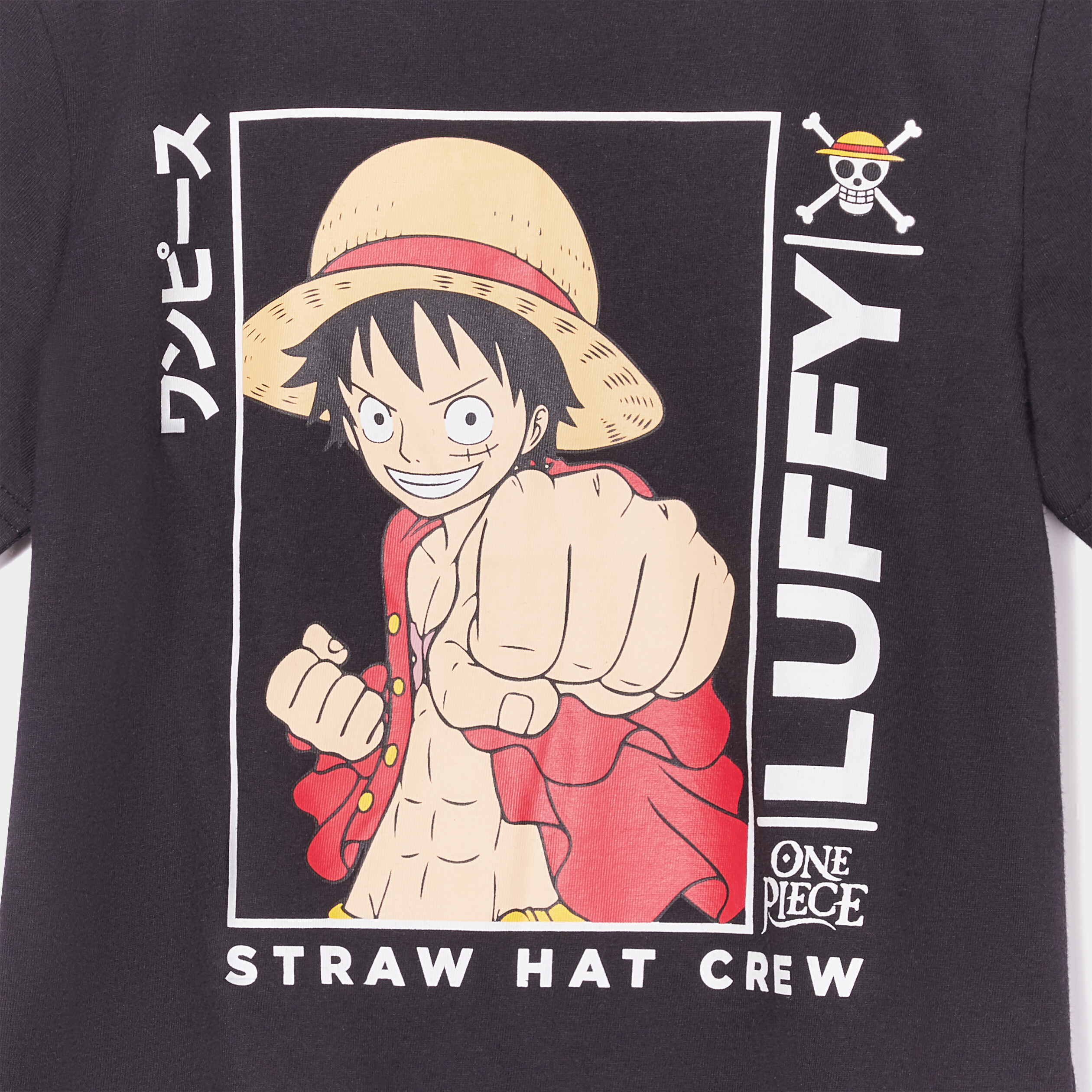 T-shirt droit manches courtes One Piece noir garçon | La Halle