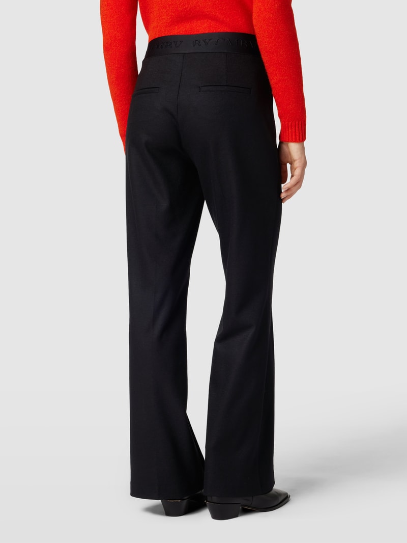 Stoffhose mit Logo-Bund in schwarz