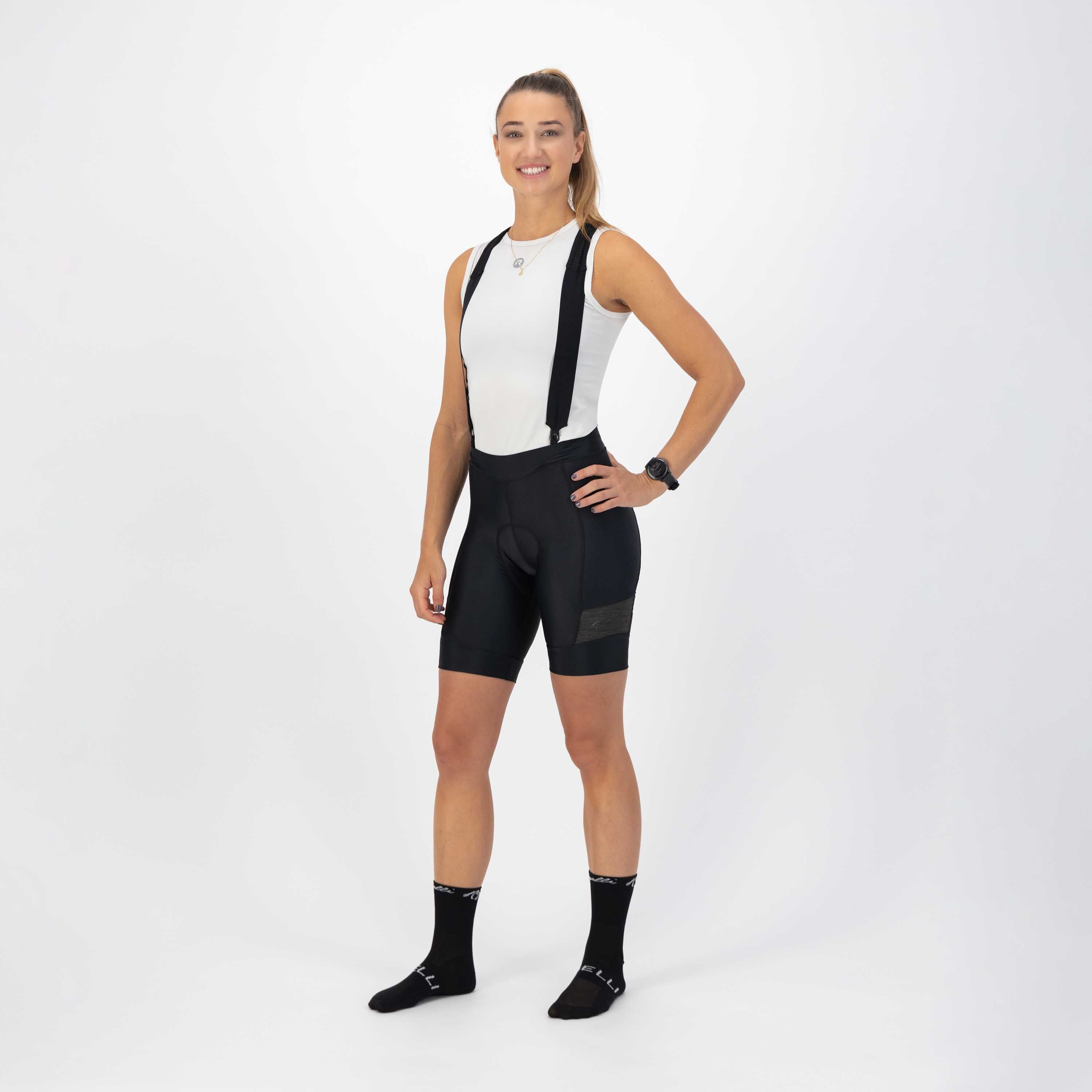 Rogelli Melange Black Damen kurze Radhose mit Träger