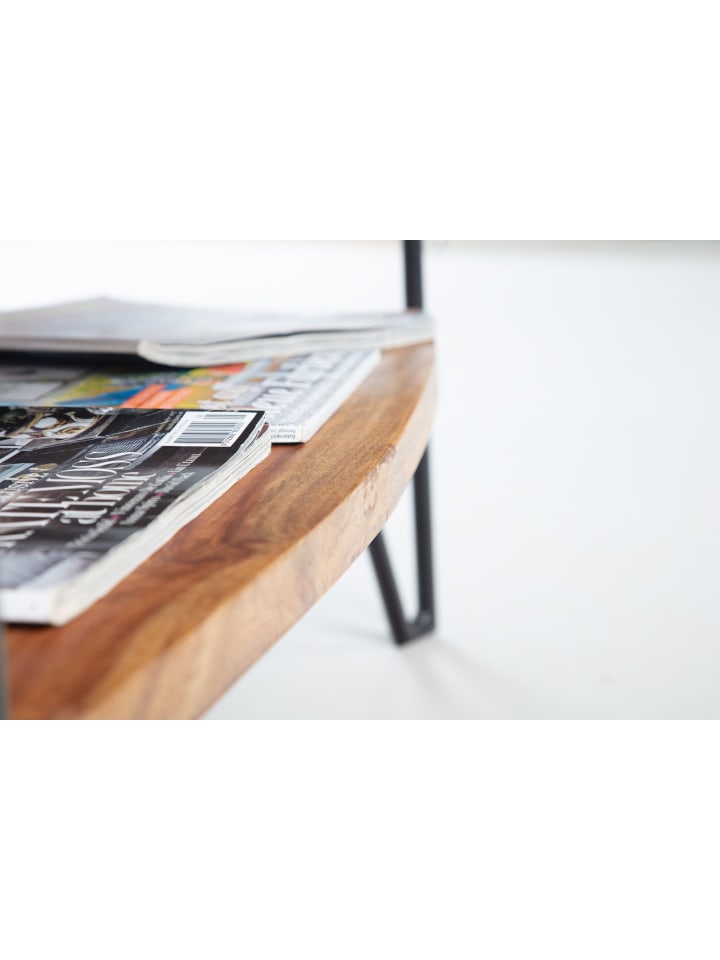 KADIMA DESIGN Couchtisch 90x50x40 cm Massivholz / Metall Sofatisch günstig kaufen onesize