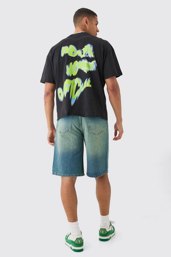 Kastiges Oversize T-Shirt mit Homme-Print