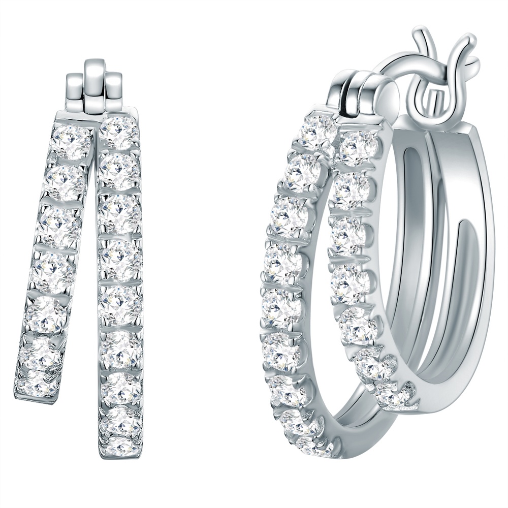 Trilani Boucles doreilles Argent sterling Oxyde de zirconium (CZ) en Argent Boucles d'oreilles