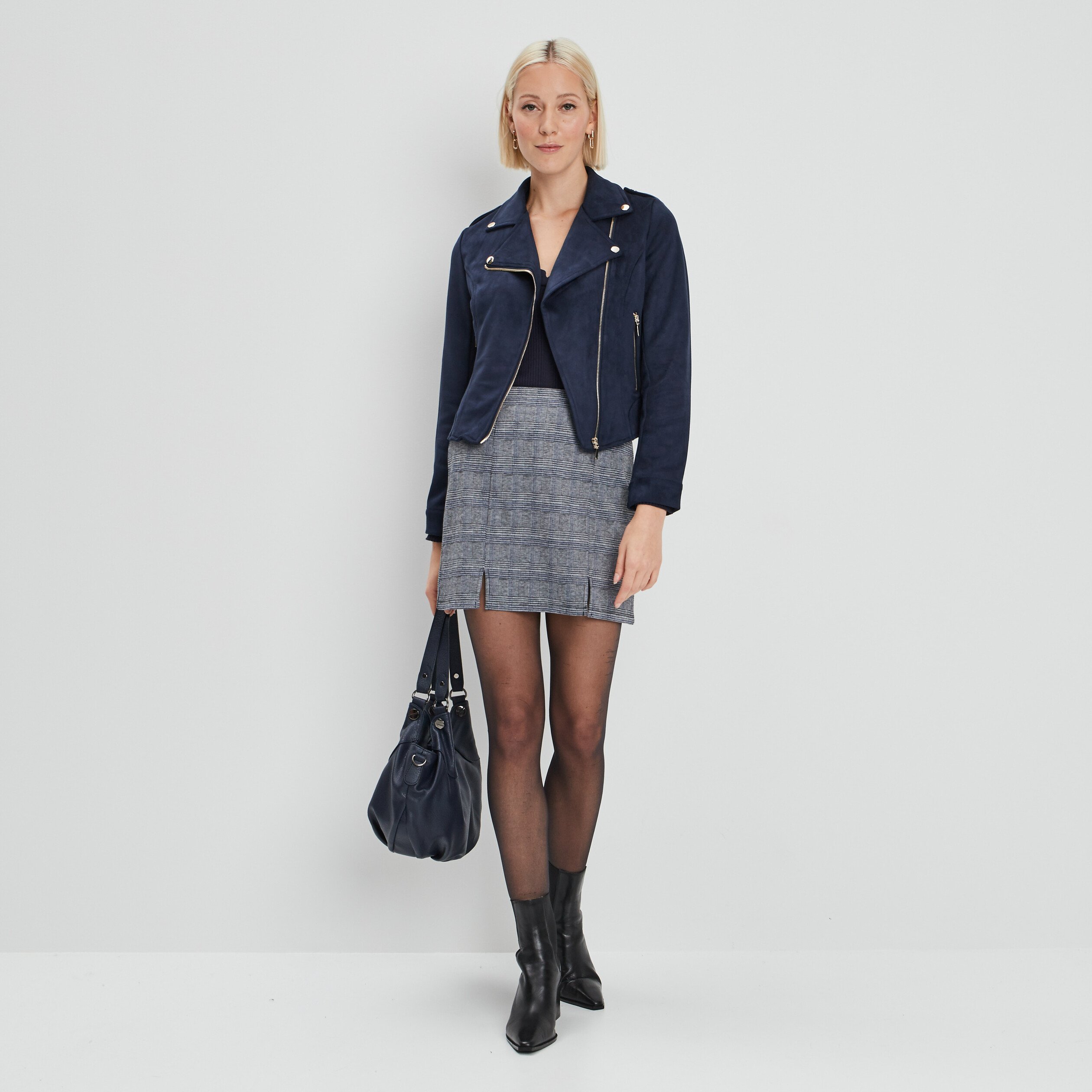 Jupe droite fendue gris femme | La Halle