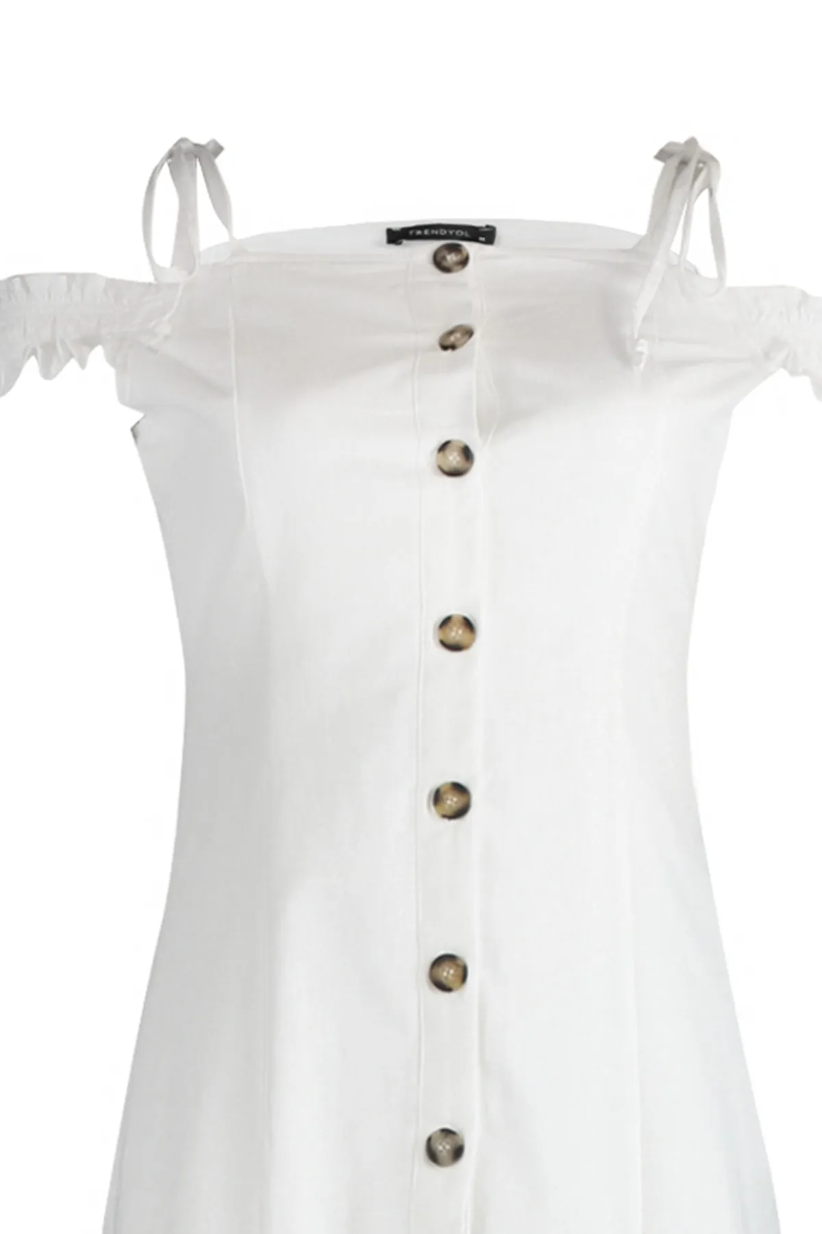 Trendyol Collection  Ecru Tall A-Cut Midi Woven Carmen Collar Woven Dress TWOSS22EL00357