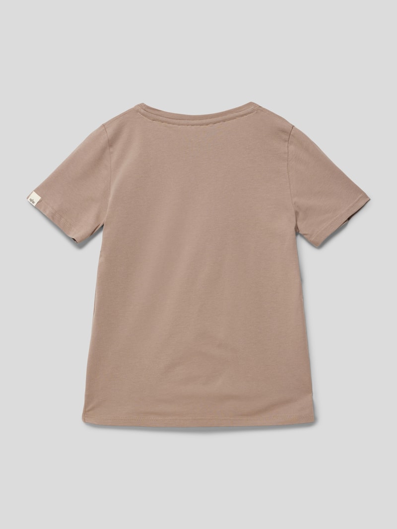 T-Shirt mit Label-Stitching in schokobraun