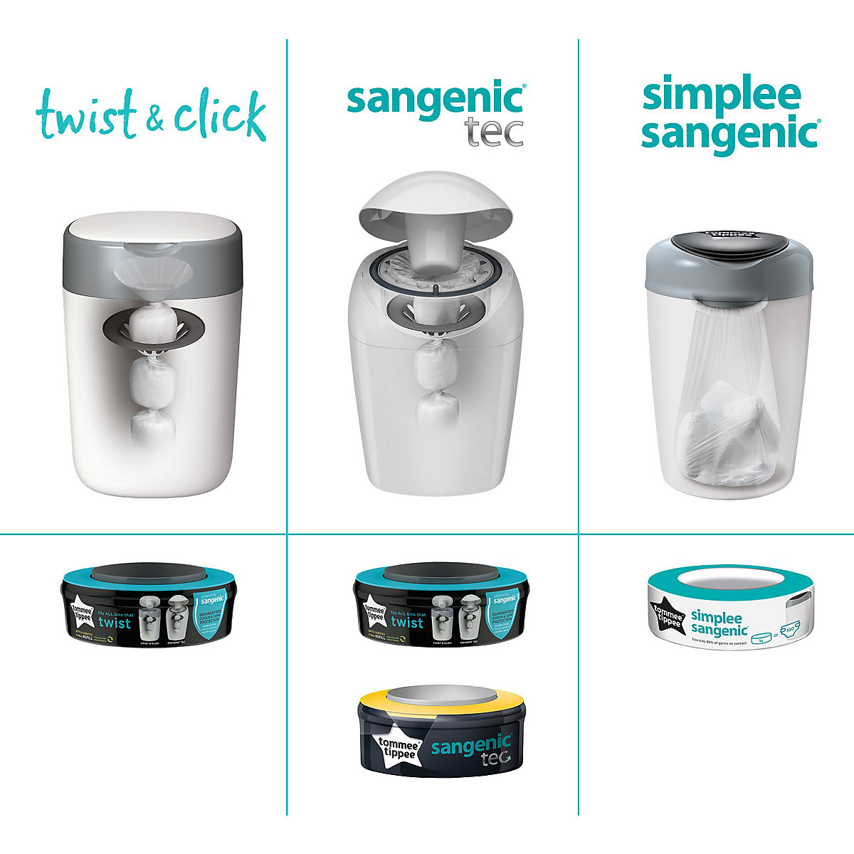simplee sangenic Windeleimer 6er-Packung Nachfüllkassetten