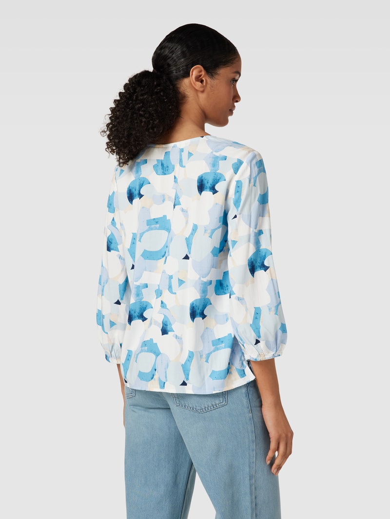 Bluse aus reiner Viskose mit Allover-Muster in hellblau