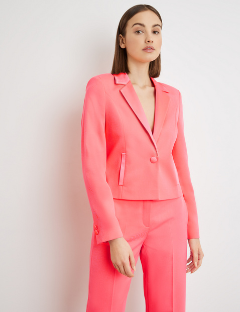Kurzblazer mit Satin-Besatz