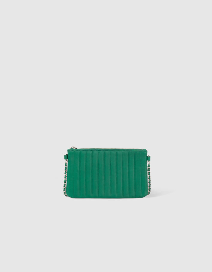 La pochette 111 en cuir vert matelassé Femme