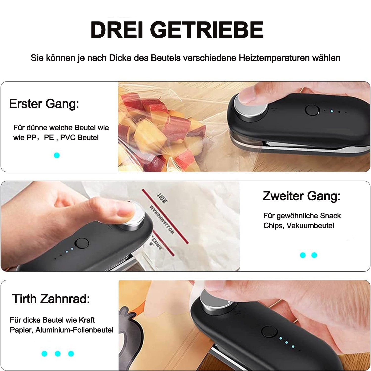 zggzerg Vakuumierer Vakuumierer Mini Folienschweißgerät USB-Aufladung,Vakuumierer 2 in 1