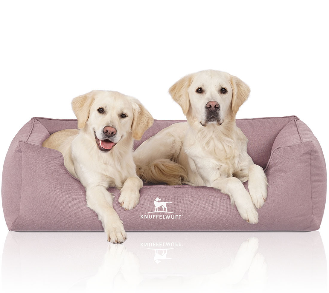 Knuffelwuff Hundebetten Knuffelwuff Orthopädisches Wasserabweisendes Hundebett Leon aus Velours mit Handwebcharakter hellrosa XL