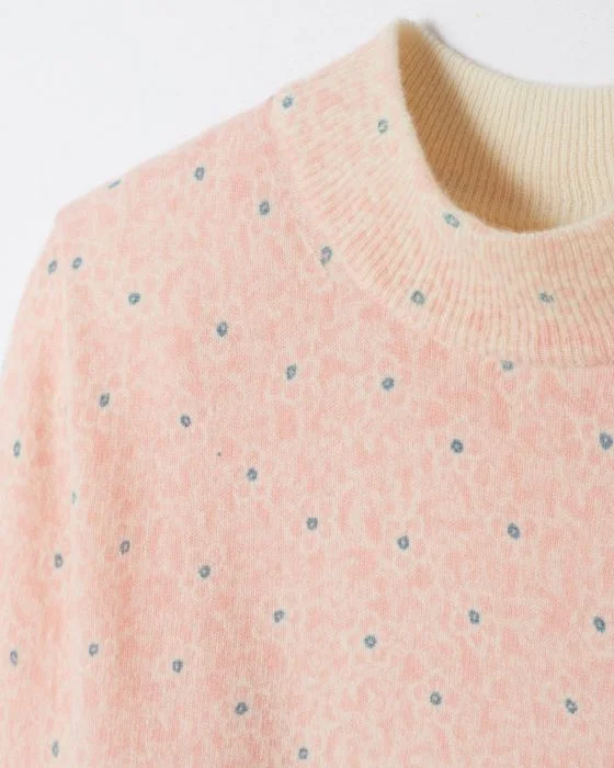 Pull imprimé fleuri laine majoritaire
