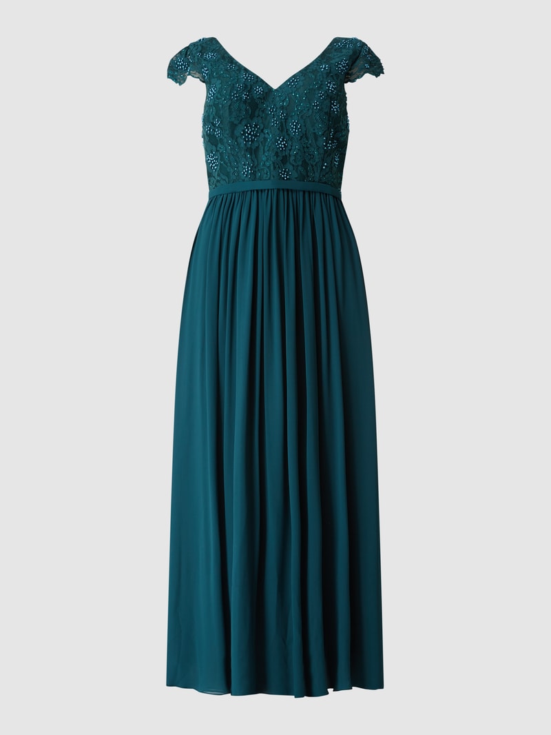 PLUS SIZE Abendkleid aus Spitze und Chiffon in grün