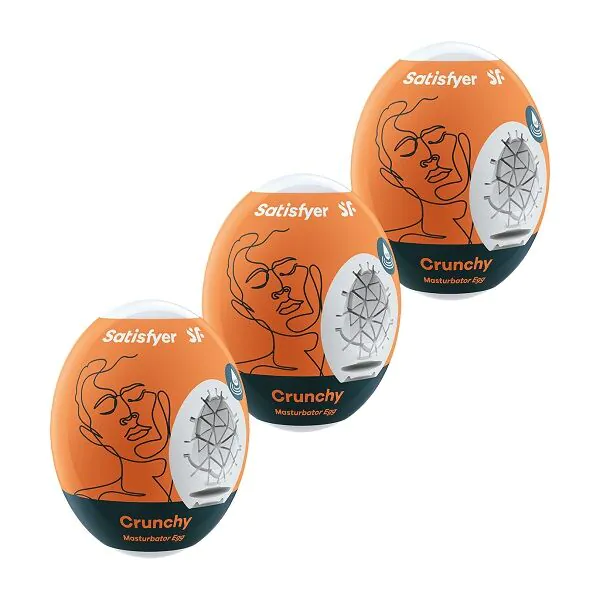 „Satisfyer“ masturbatorių kiaušinio formos 3 dalių rinkinys, „Crunchy uka“