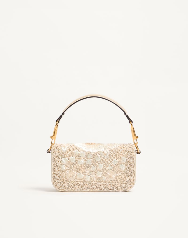 Bolsa de ombro pequena Valentino Garavani Locò bordada com logotipo de joia