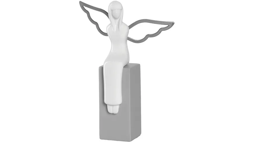 LEONARDO Figur Engel Prozellan Sockel Beton 21 cm