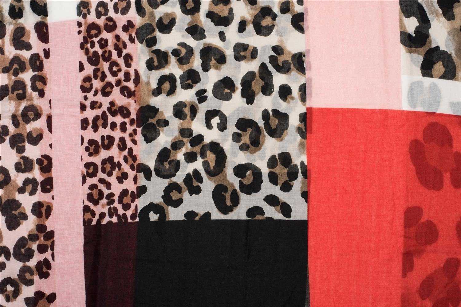 styleBREAKER Loop, (1-St), Colour Blocking Loop Schal mit Leoparden Muster