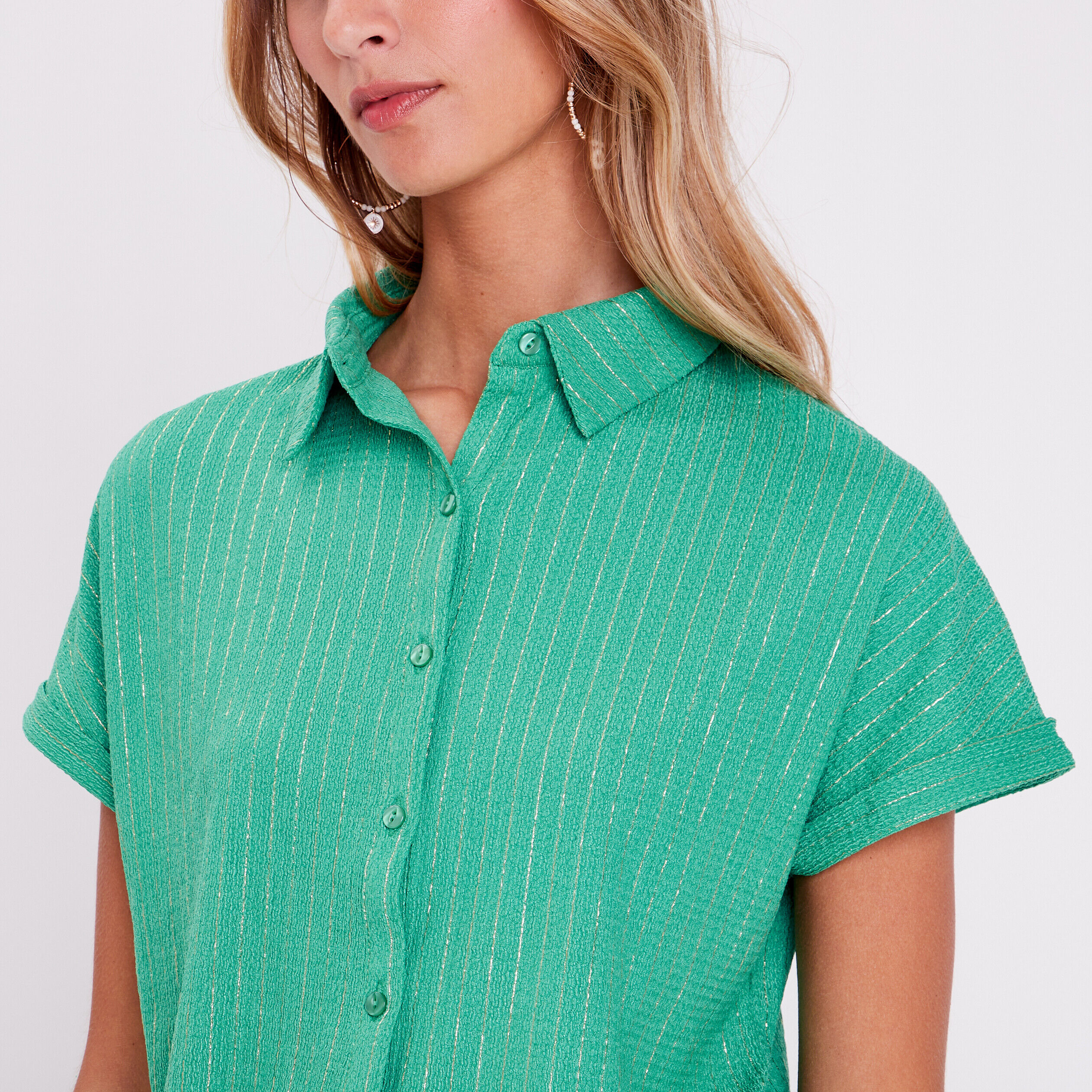 Blouse manches courtes vert menthe femme | Cache Cache