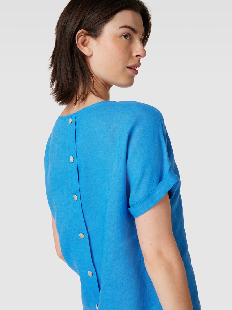 Leinenbluse mit U-Boot-Ausschnitt in jeans