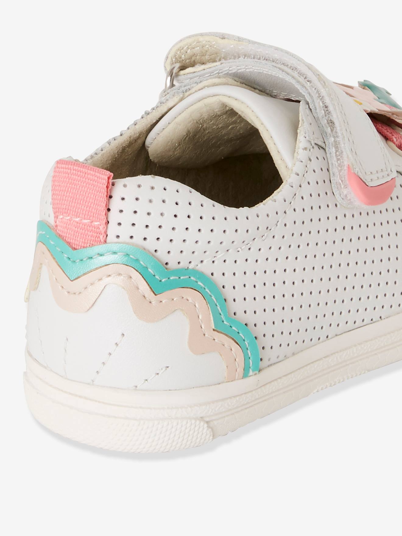 Tennis en cuir fille collection maternelle blanc