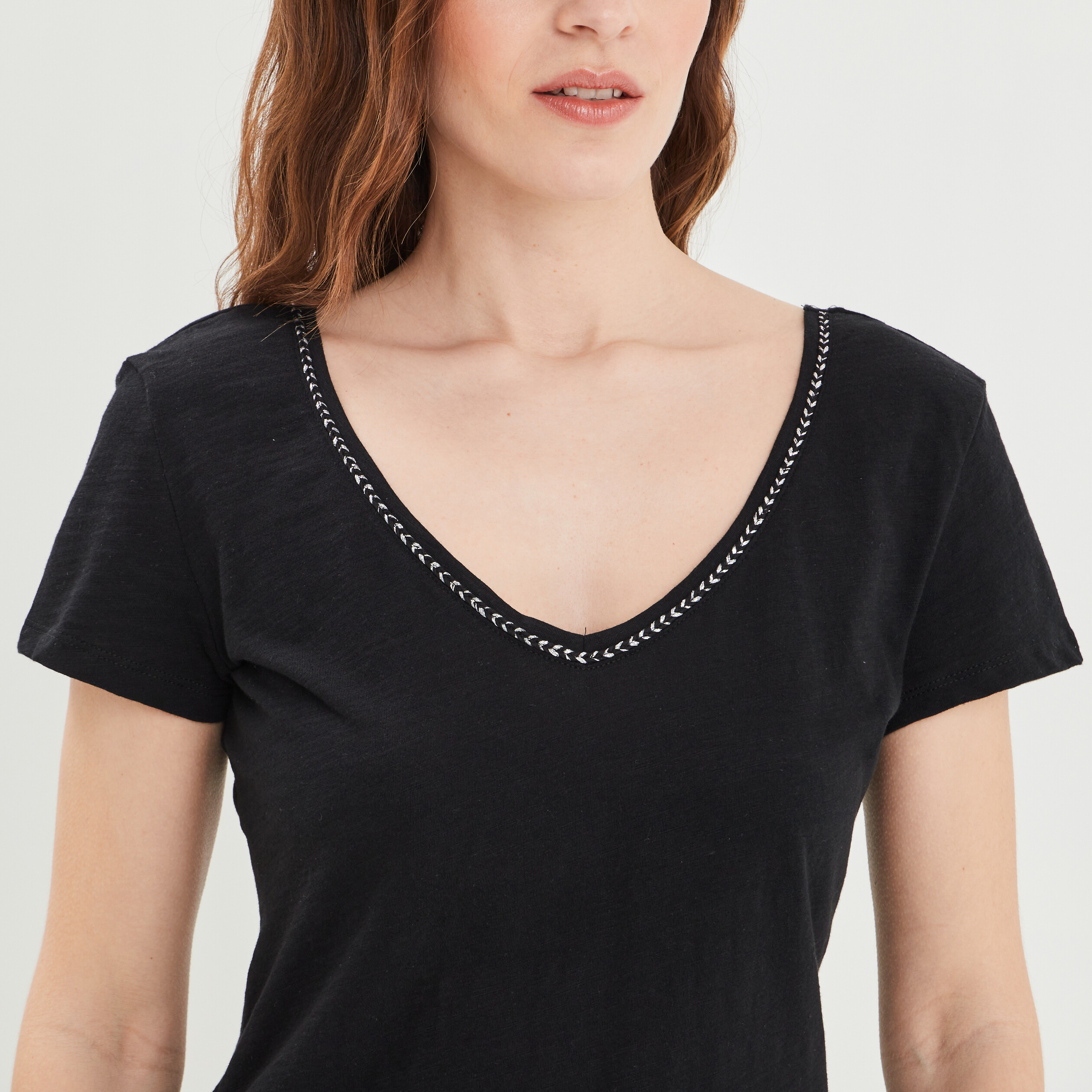 T-shirt à manches courtes noir femme | La Halle