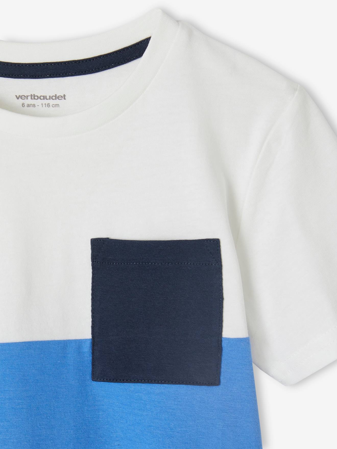Vertbaudet Jungen T-Shirt, Colorblock Oeko-Tex - azurblau