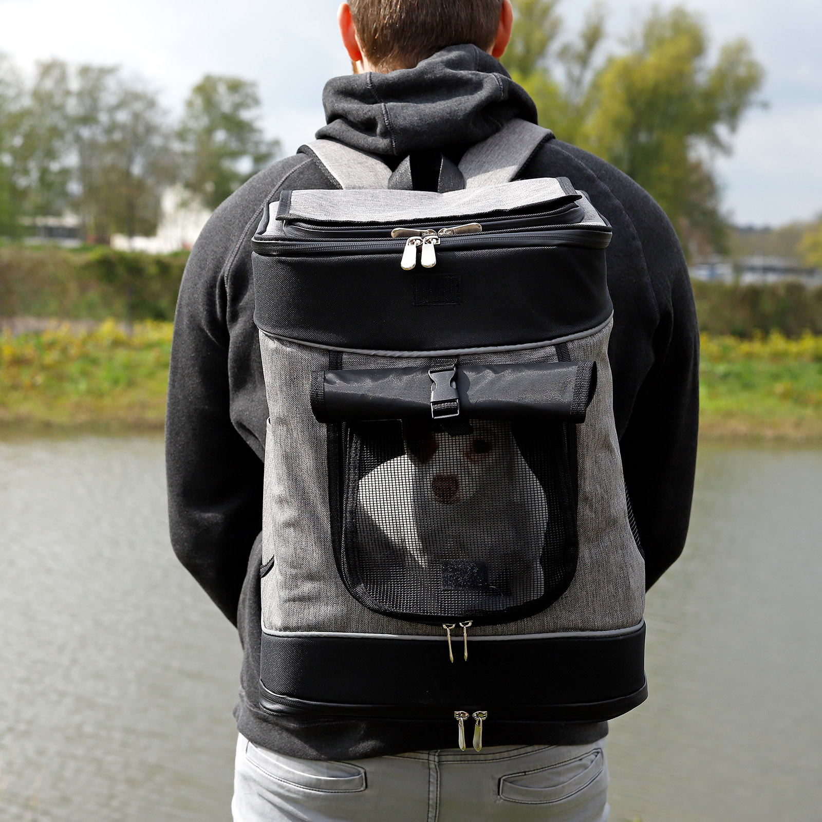 Lionto Tragetaschen Lionto Haustier-Rucksack grau/ schwarz