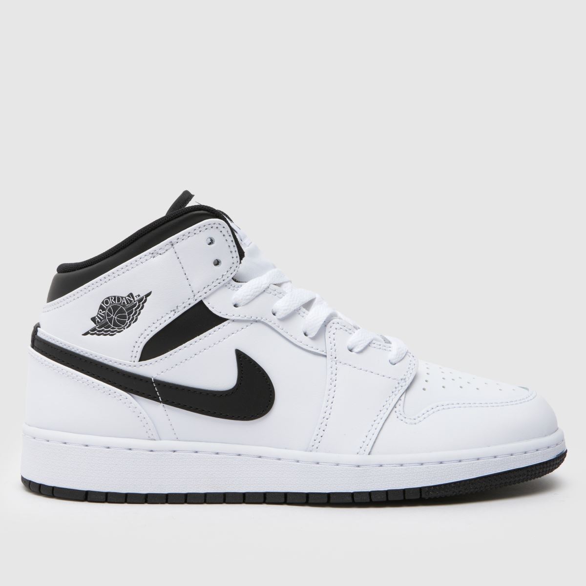 Nike Jordan vita och svarta Air Jordan 1 Mid ungdomsskor