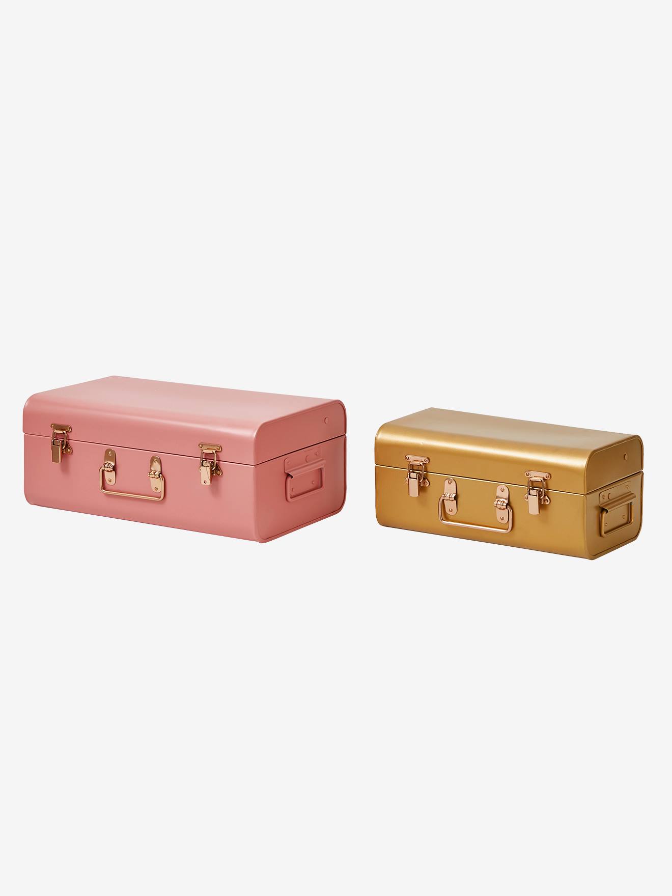 Lot de 2 malles en métal gigognes rose nude