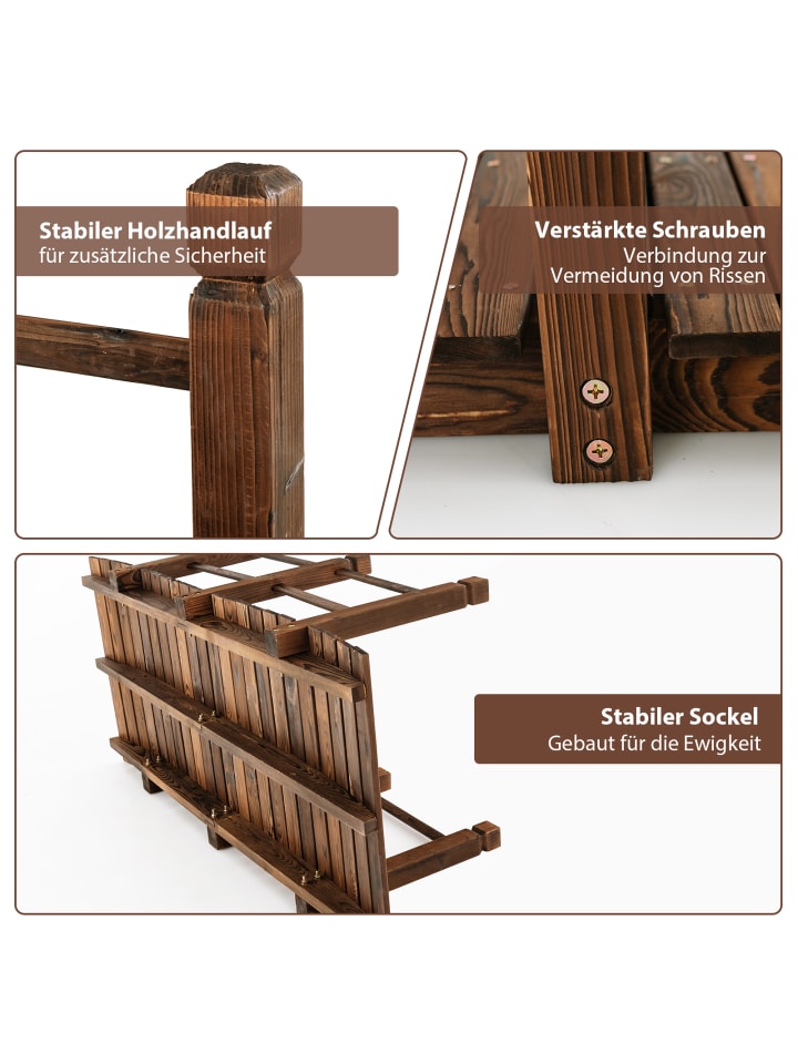 COSTWAY Holzbrücke 150x67x55 cm in Braun günstig kaufen onesize