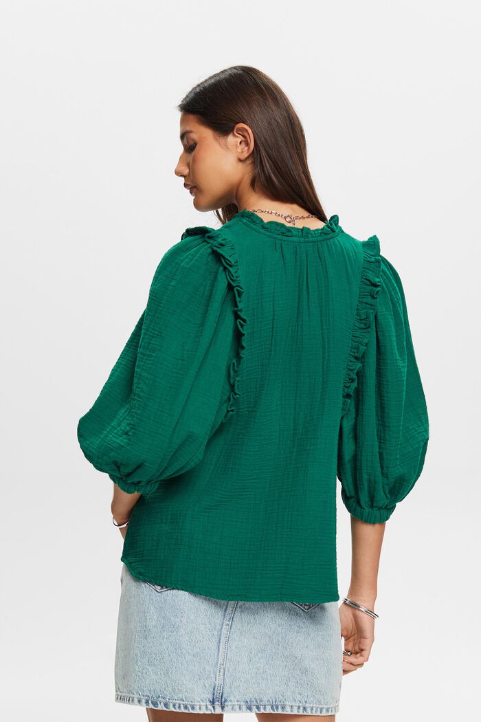 Bluse aus Baumwollgaze mit Rüschenbesatz