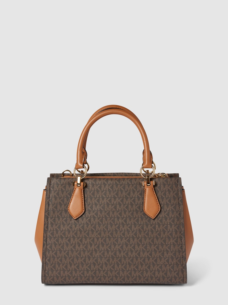 Tote Bag mit Label-Print Modell 'MARILYN' in mittelbraun