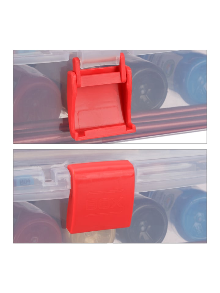 relaxdays Aufbewahrungsbox in Transparent/ Rot - (B)33 x (H)14 x (T)19,5 cm günstig kaufen onesize
