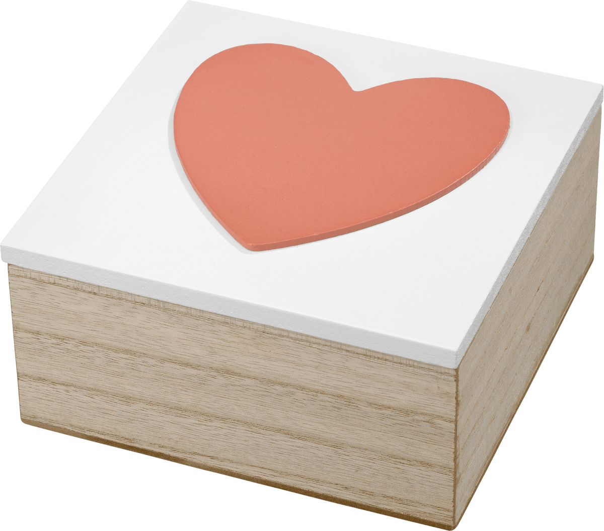 Holzbox mit Herz, weiß-rosa, 1 St